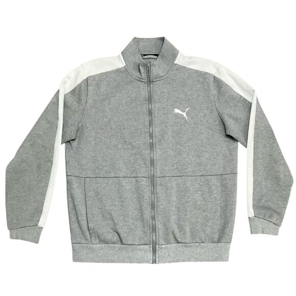 Puma Women's Active Zip Up Jacket Gray White Sweater Size Medium - Picture 1 of 4